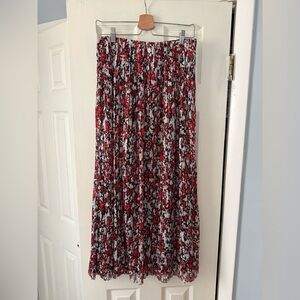 Halogen Red and Black Floral Maxi Skirt